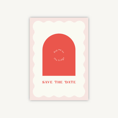 Retro Revival Wooden Magnet Save the Date