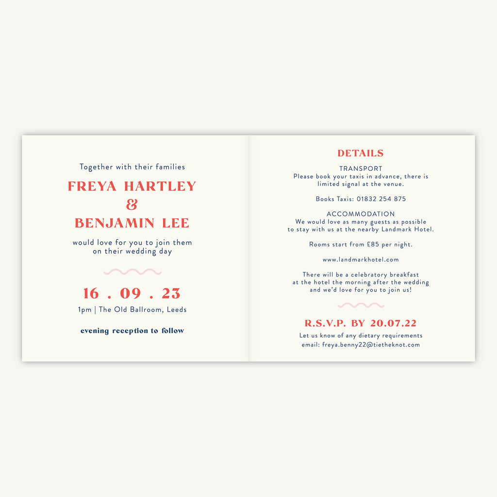 Retro Revival Folded Wedding Invitation
