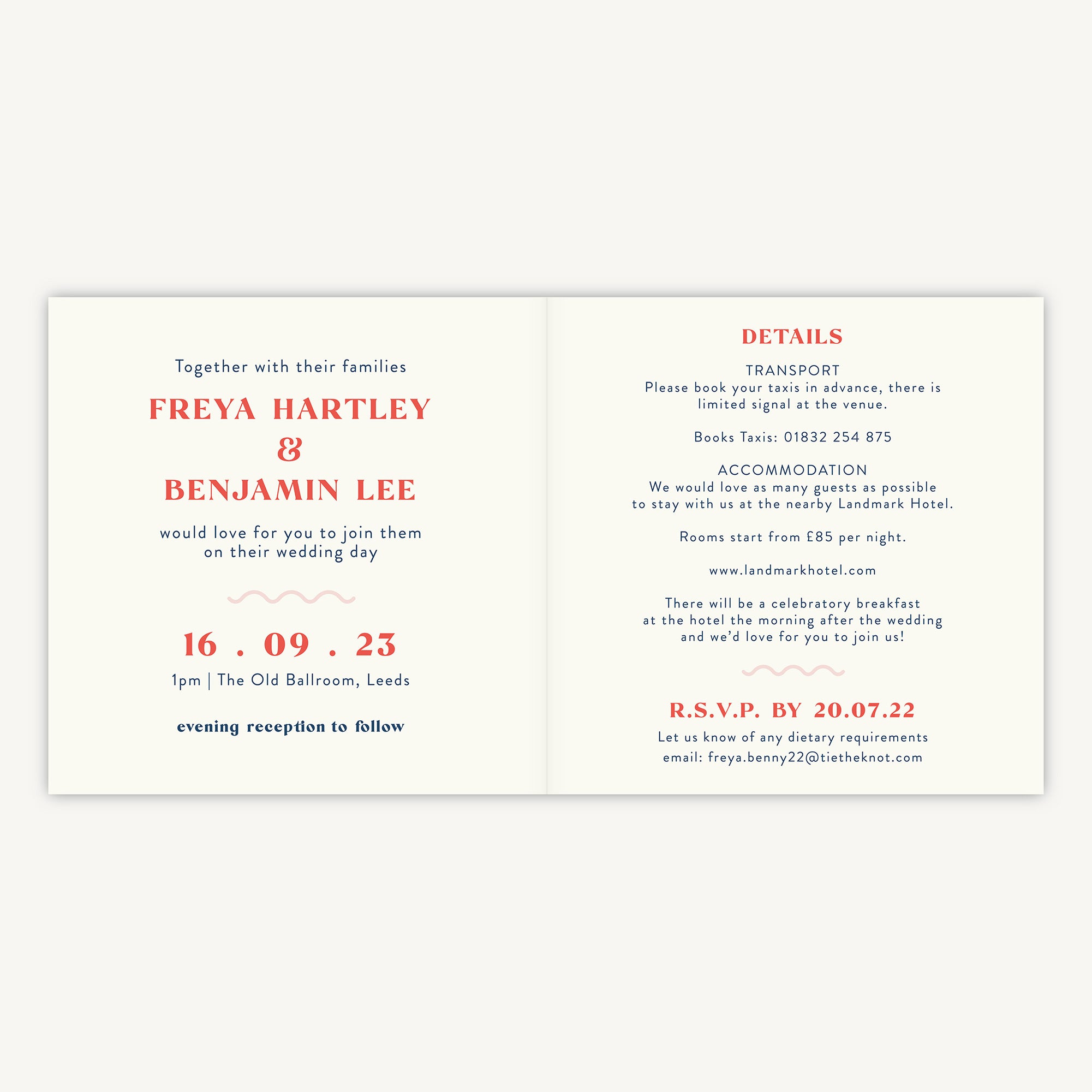 Retro Revival Folded Wedding Invitation