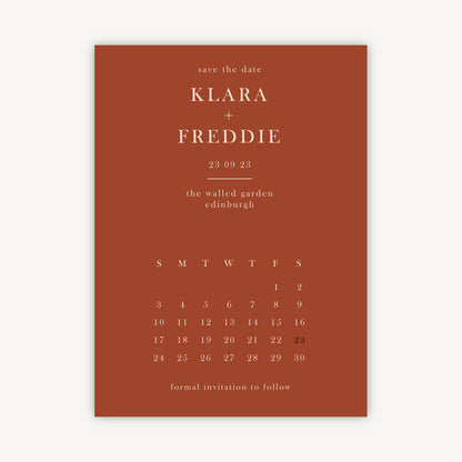 Caramel Autumn Colour Block Folded Wedding Save the Date