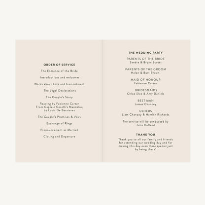 Painterly Colour Pop Wedding Order of Service