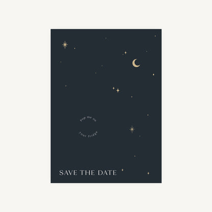 Celestial Night Sky Wooden Magnet Save the Date