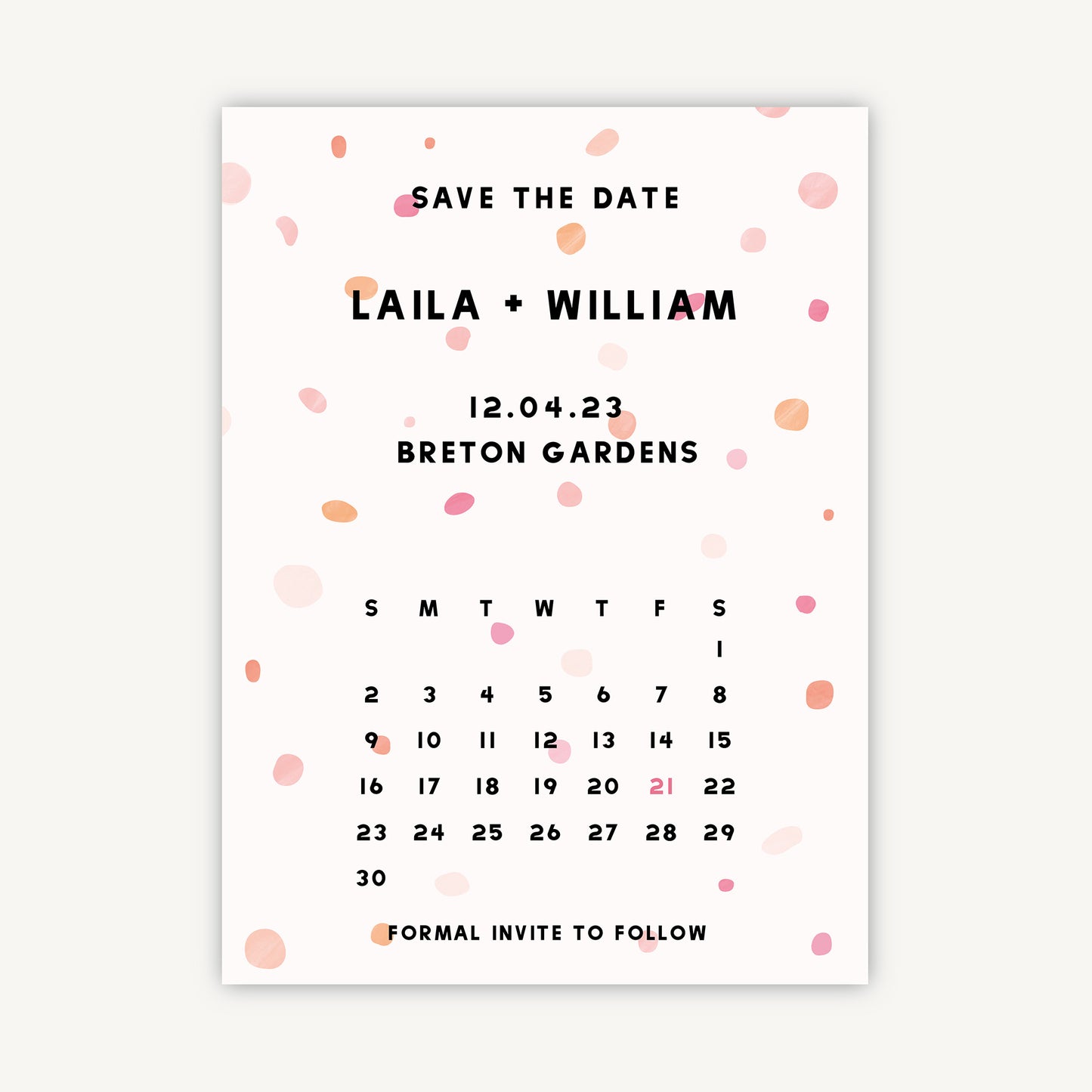 Bright Pink Confetti Folded Wedding Save the Date