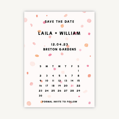 Bright Pink Confetti Folded Wedding Save the Date