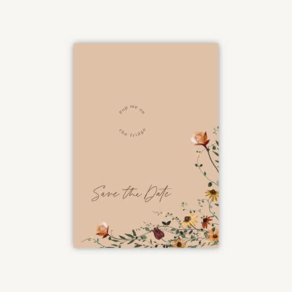 Autumn Wildflowers Wooden Magnet Wedding Save the Date