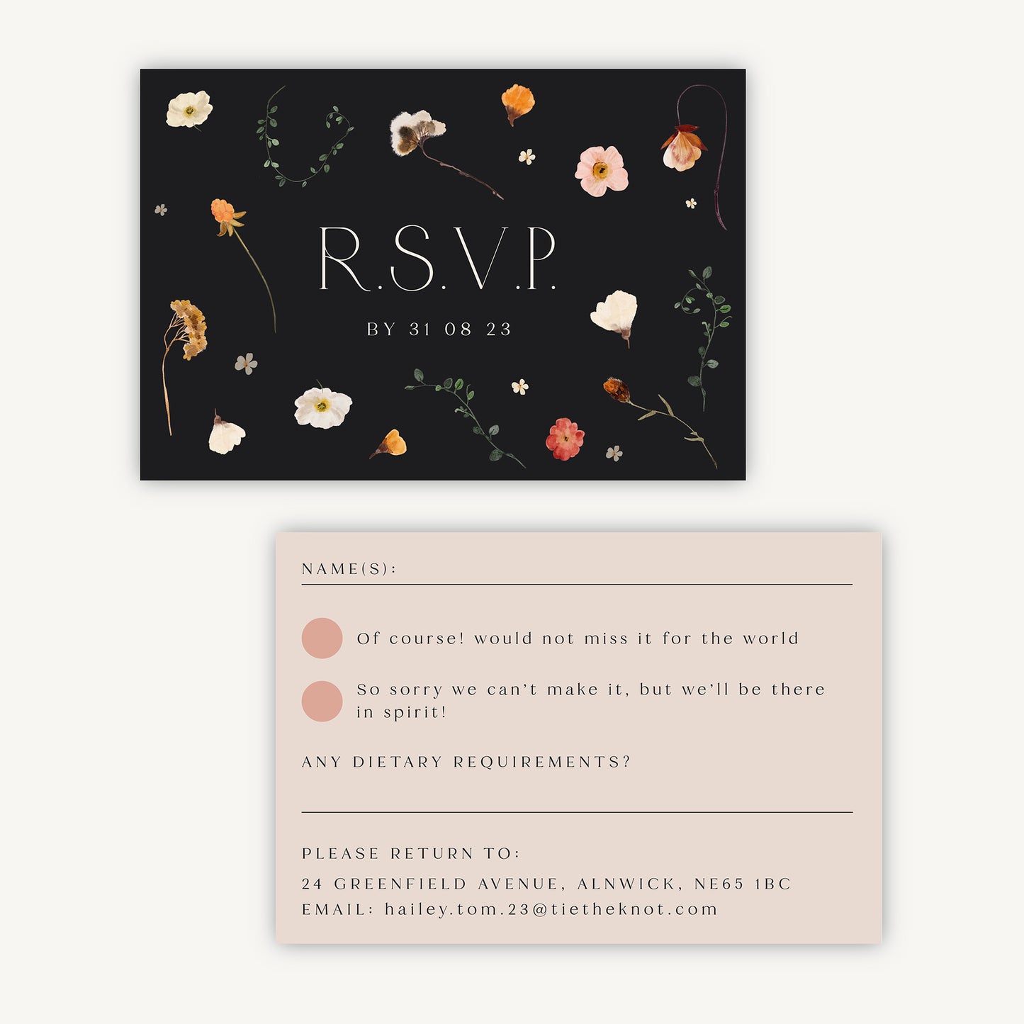 Winter Floral Wedding Invitation RSVP Card