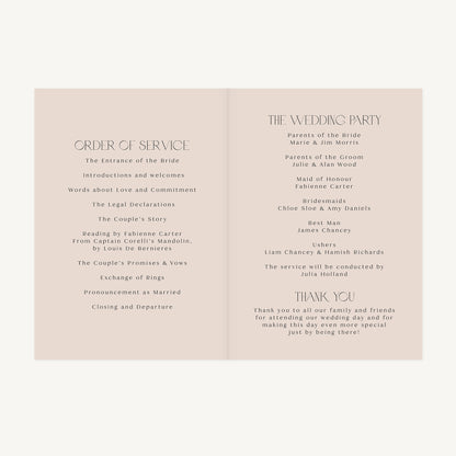 Winter Floral Wedding Order of Service