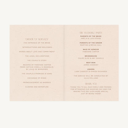 Palm Beach Wedding Order of Service