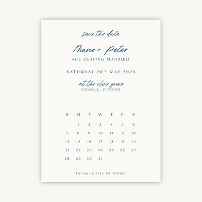 Blue Tile Mediterranean Folded Wedding Save the Date