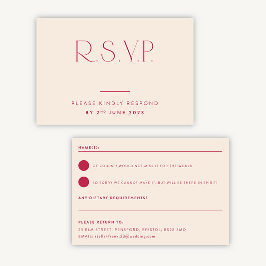 Magenta Modern Script Wedding Invitation RSVP Card