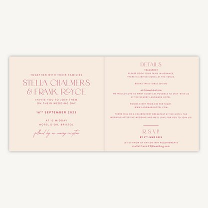 Magenta Modern Script Folded Wedding Invitation