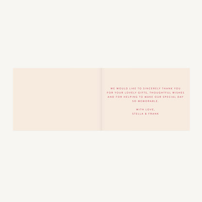 Magenta Modern Script Wedding Thank You Card Folded