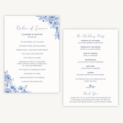 Farmhouse Blue Wedding Order of Service Sheet