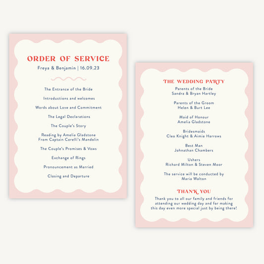 Retro Revival Wedding Order of Service Sheet