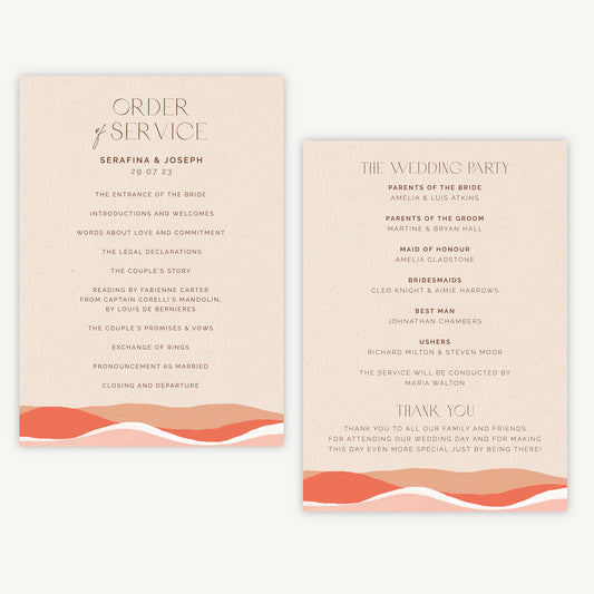 Palm Beach Wedding Order of Service Sheet