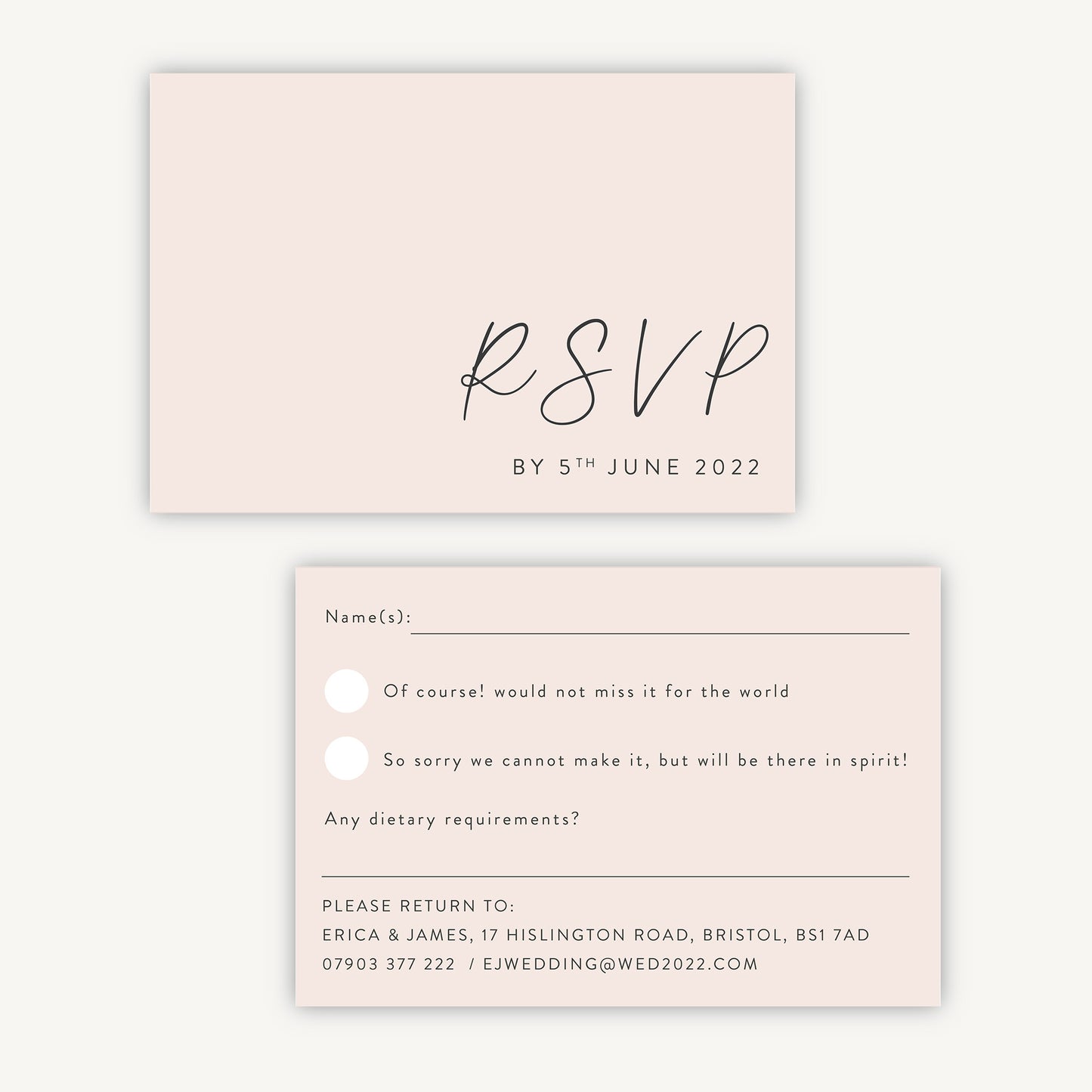 Minimal Script Wedding Invitation RSVP Card