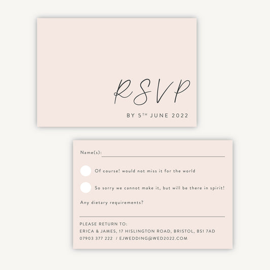 Minimal Script Wedding Invitation RSVP Card