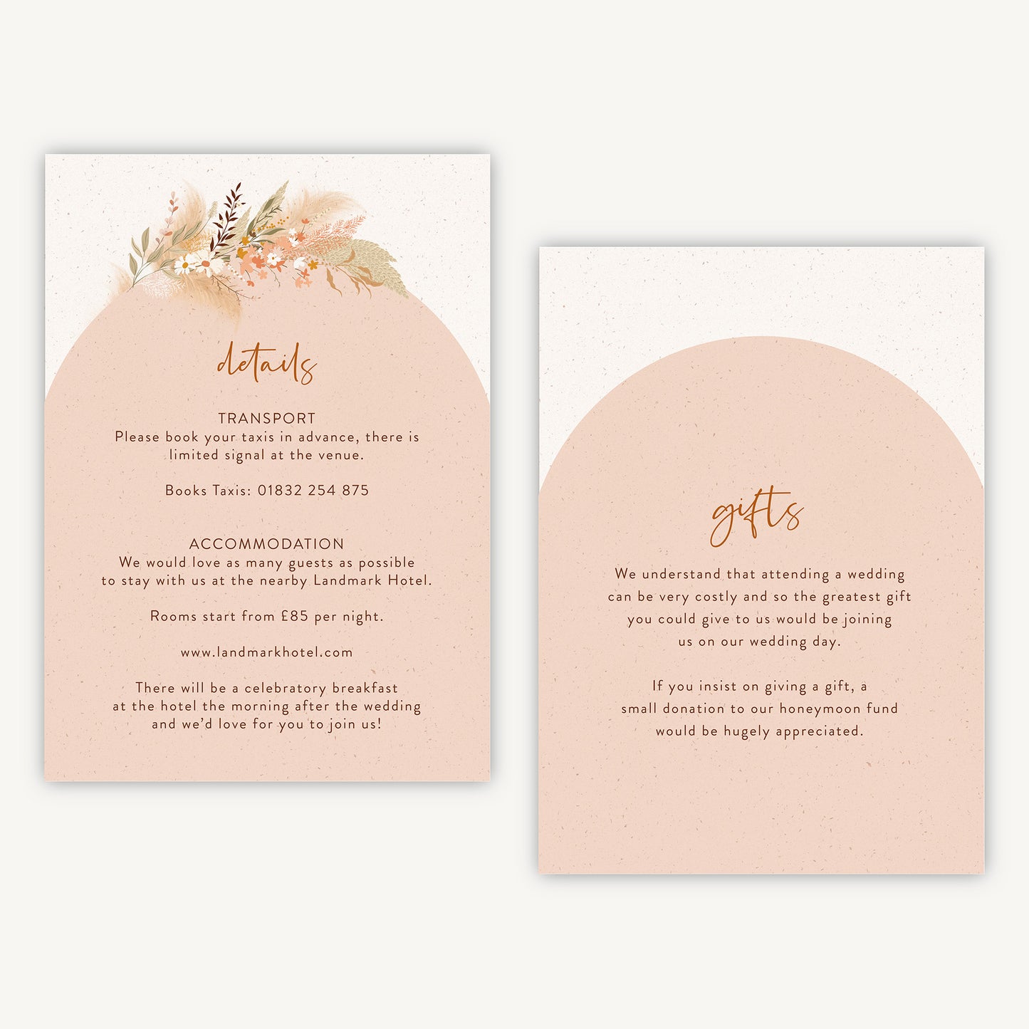 Modern Boho Wedding Invitation Details Card