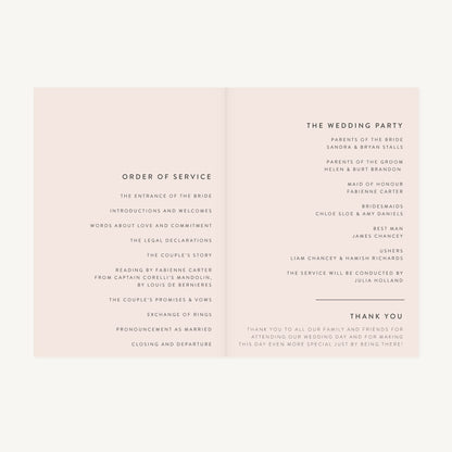 Minimal Script Wedding Order of Service
