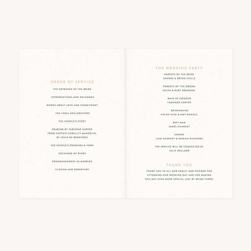 Minimalist Arch Wedding Order of Service