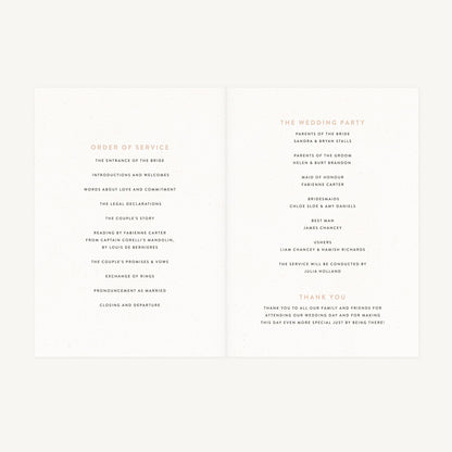 Minimalist Arch Wedding Order of Service