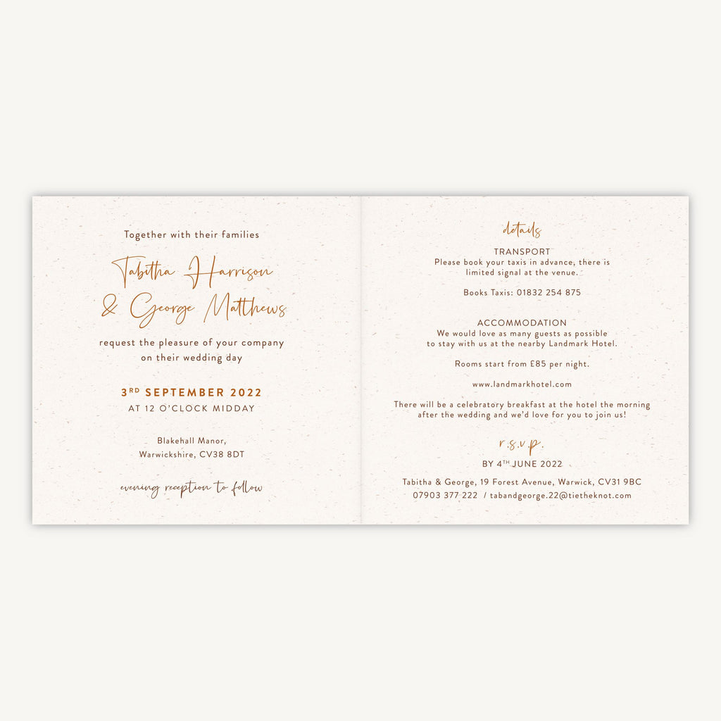 Modern Boho Folded Wedding Invitation