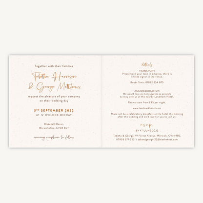 Modern Boho Folded Wedding Invitation