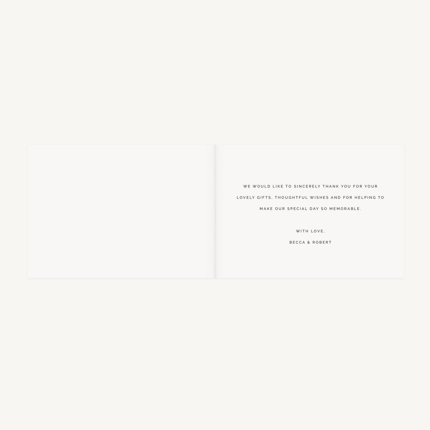 Modern Script Wedding Thank You Card Folded