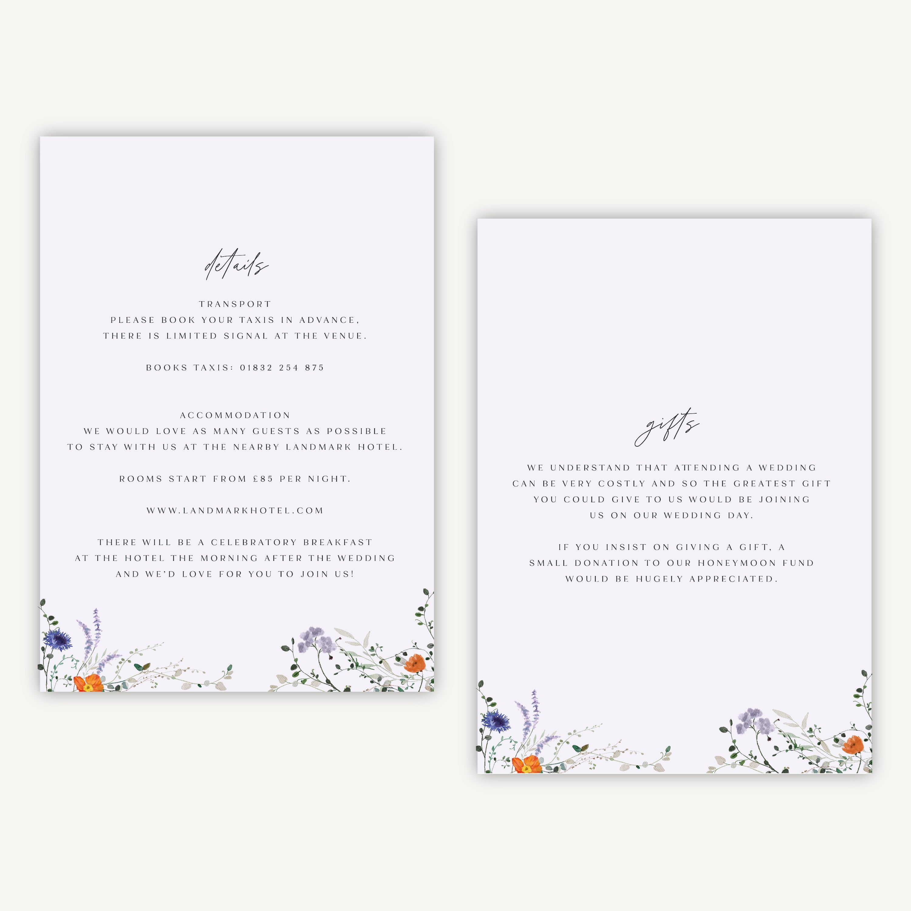 Pressed Wildflowers Details Card