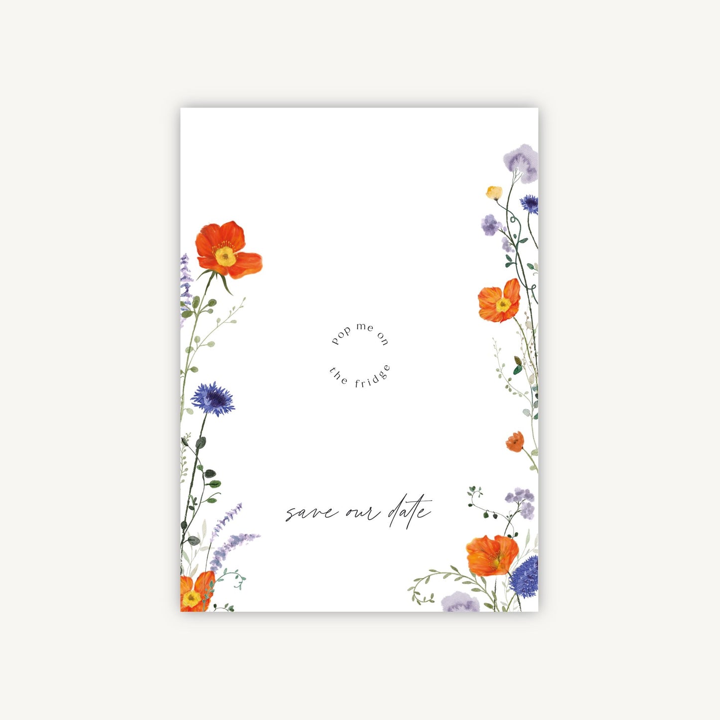 Pressed Wildflowers Wooden Magnet Save the Date