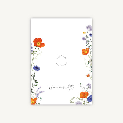 Pressed Wildflowers Wooden Magnet Save the Date