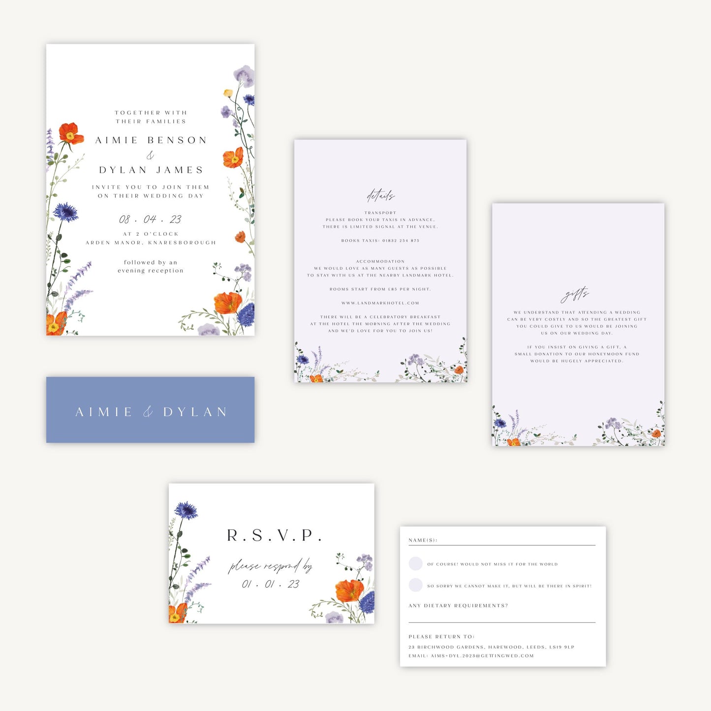 Pressed Wildflowers Wedding Invitation