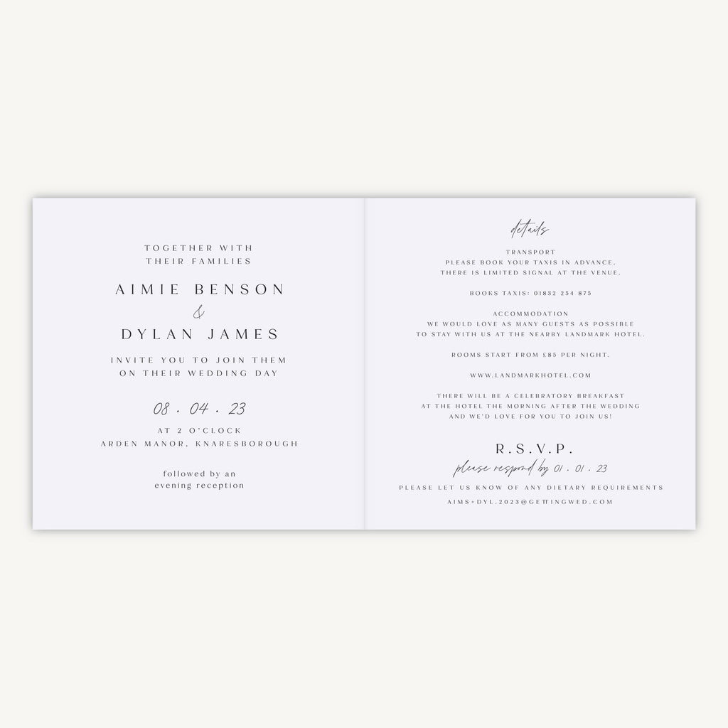 Pressed Wildflowers Folded Wedding Invitation