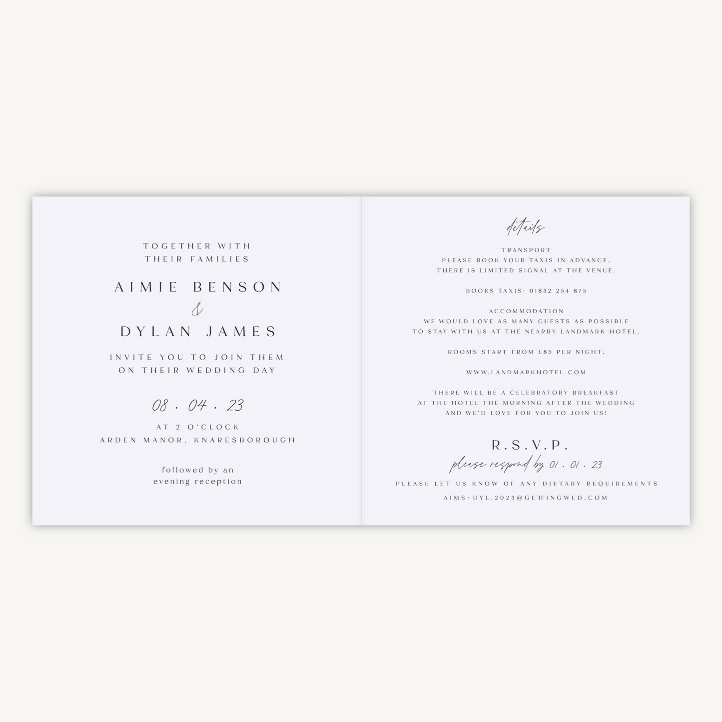 Pressed Wildflowers Folded Wedding Invitation
