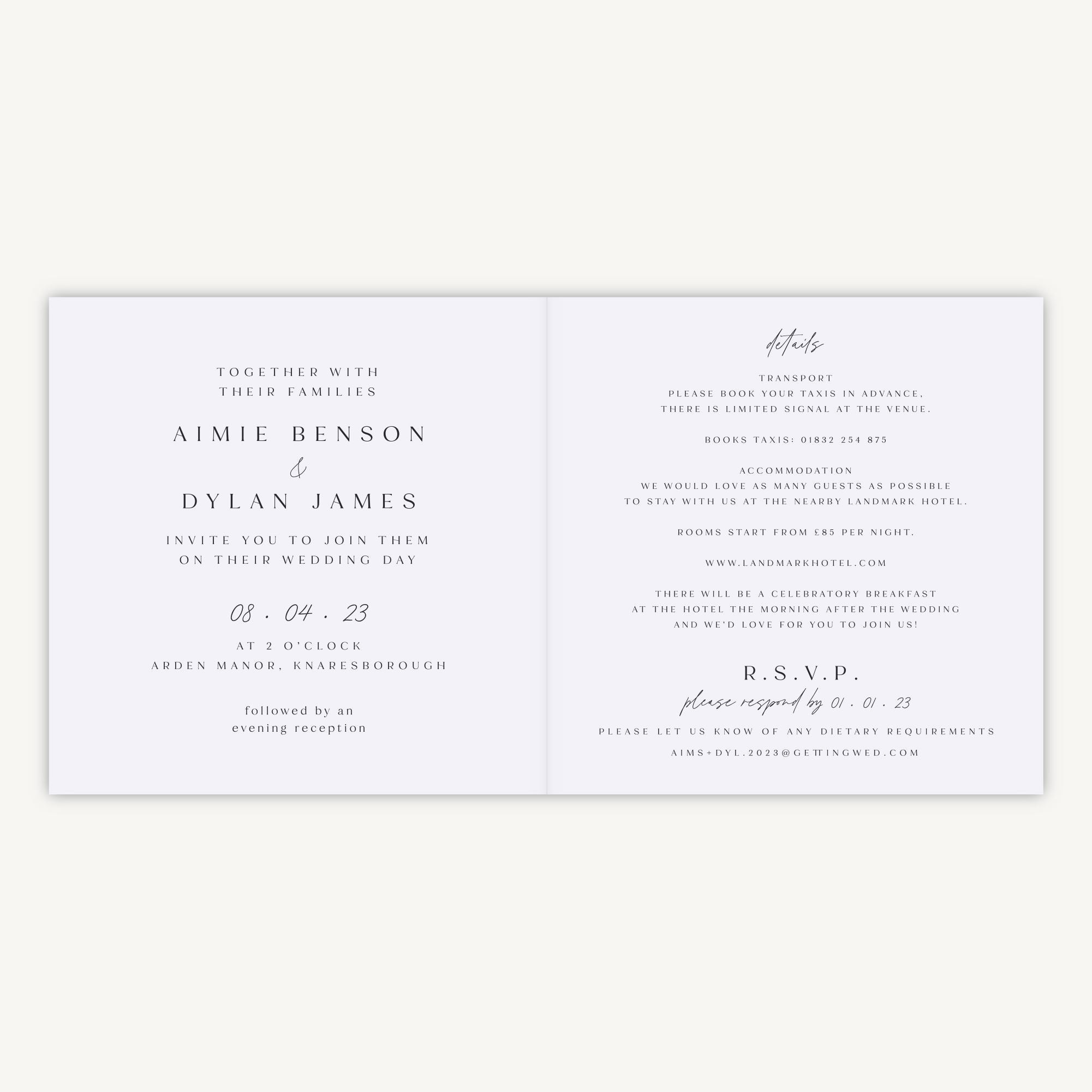 Pressed Wildflowers Folded Wedding Invitation
