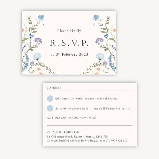 Regency Floral Wedding Invitation RSVP Card