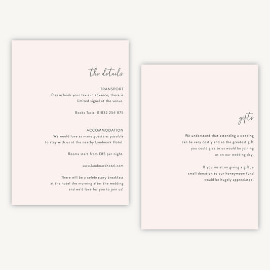 Romantic Script Wedding Invitation Details Card