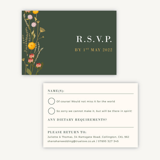 Rustic Wildflowers Wedding Invitation RSVP Card