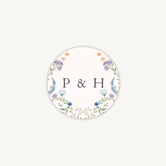 Regency Floral Envelope Wedding Sticker