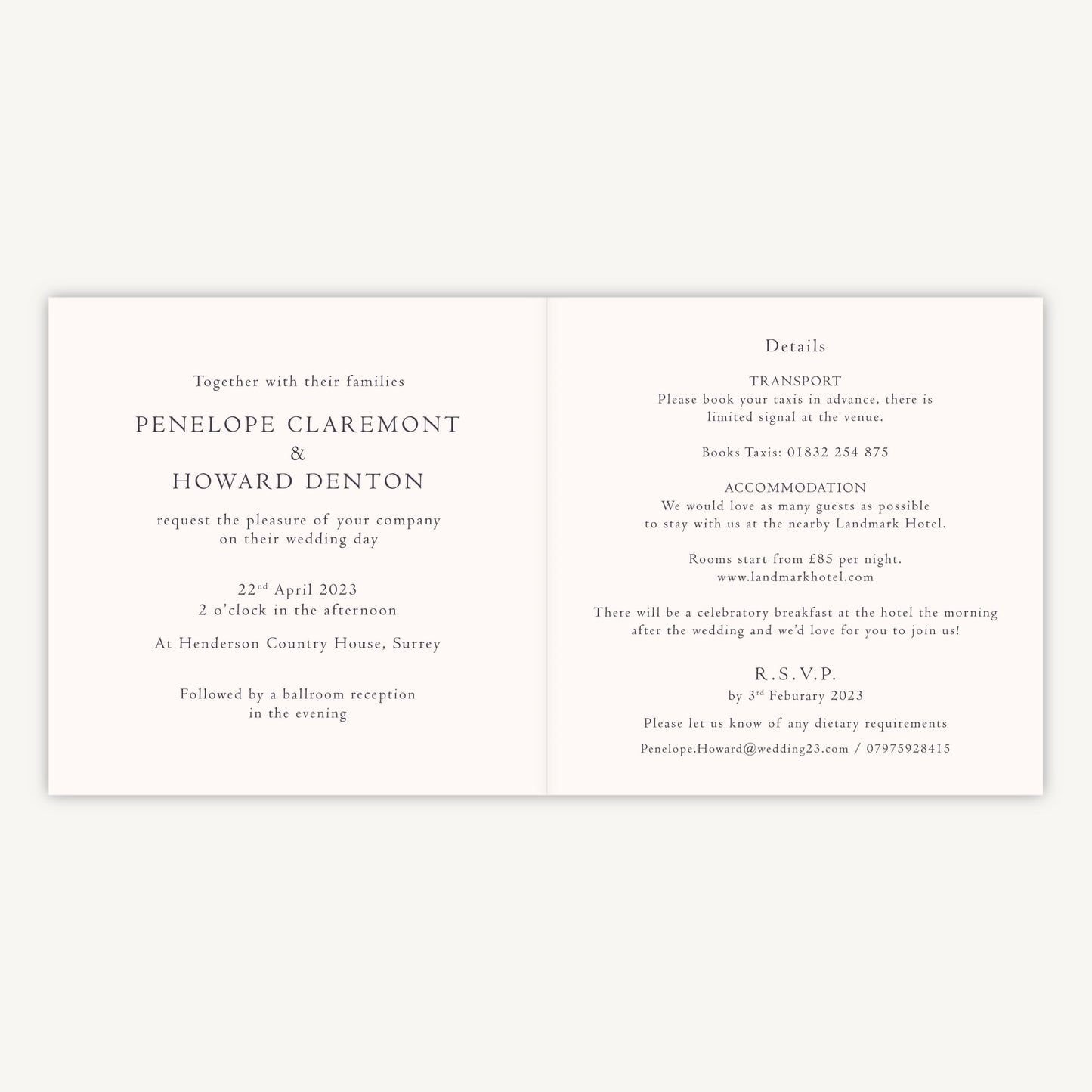 Regency Floral Folded Wedding Invitation