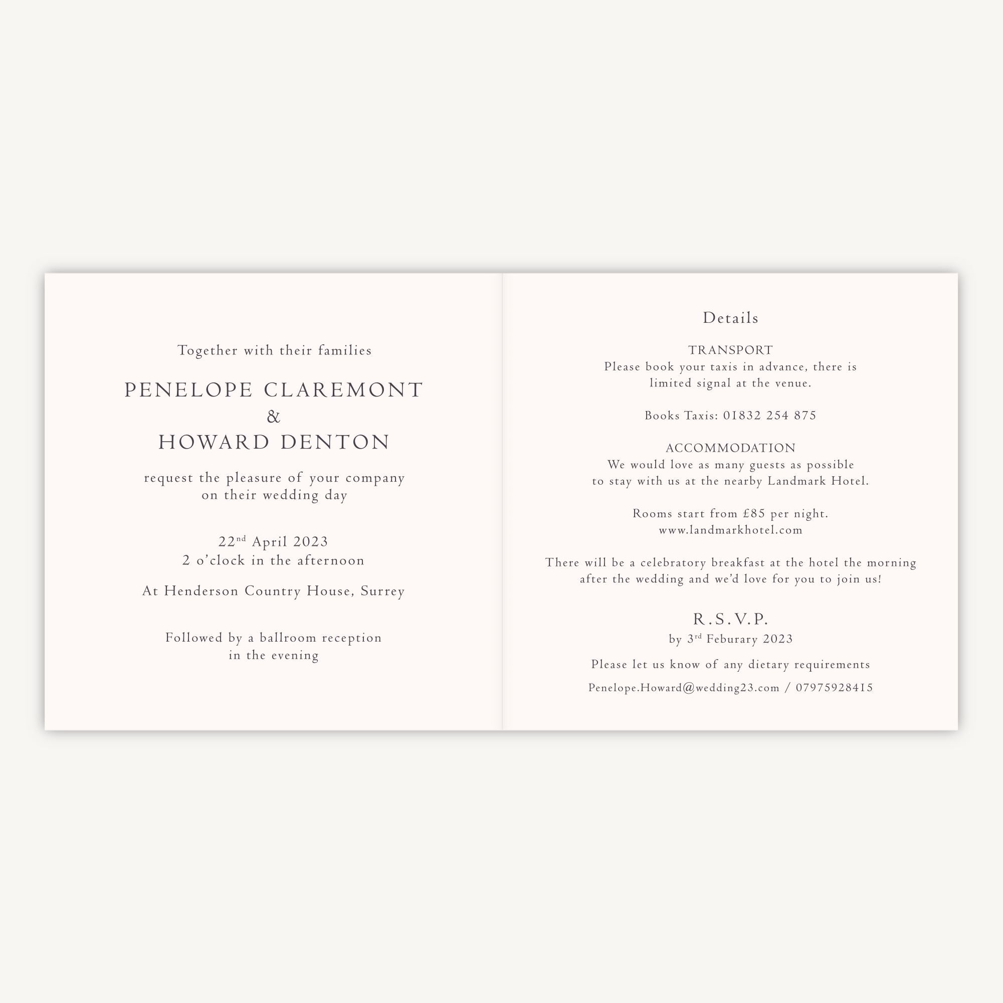 Regency Floral Folded Wedding Invitation