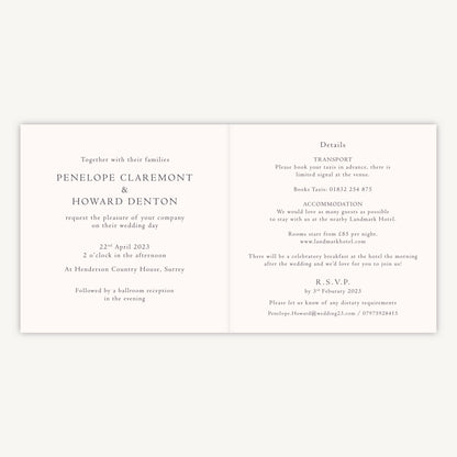 Regency Floral Folded Wedding Invitation