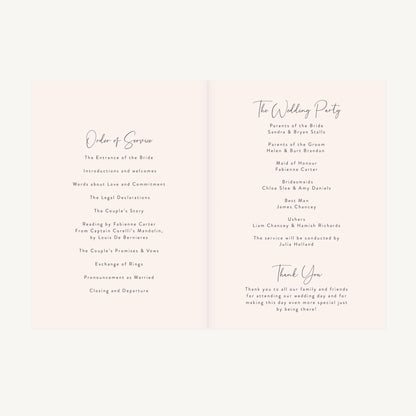 Romantic Script Wedding Order of Service – Loom Weddings