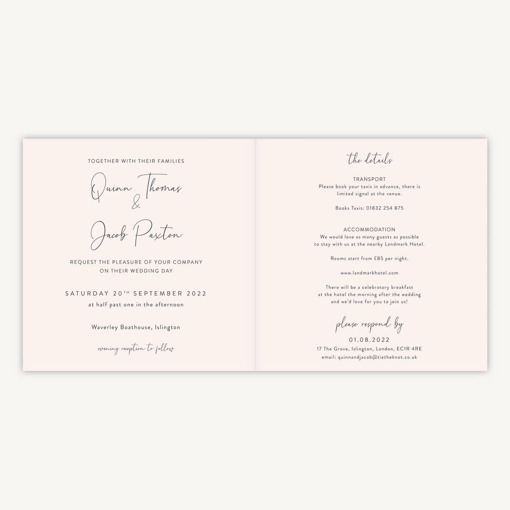 Romantic Script Folded Wedding Invitation