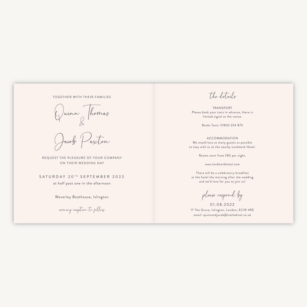 Romantic Script Folded Wedding Invitation – Loom Weddings