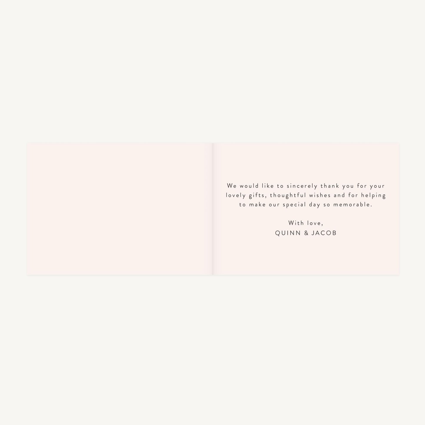 Romantic Script Wedding Thank You Card Folded