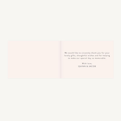 Romantic Script Wedding Thank You Card Folded