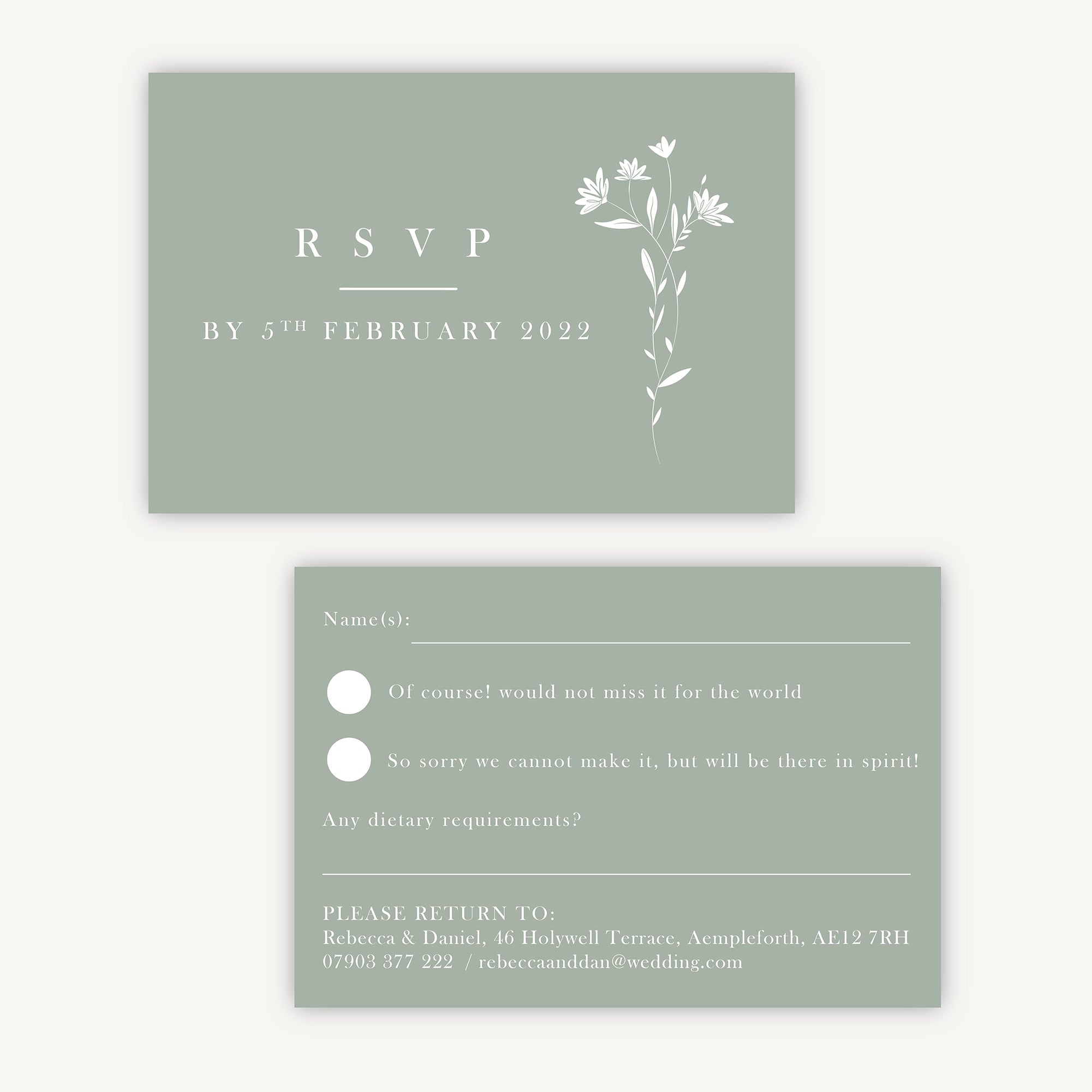 Sage Wildflower RSVP Card