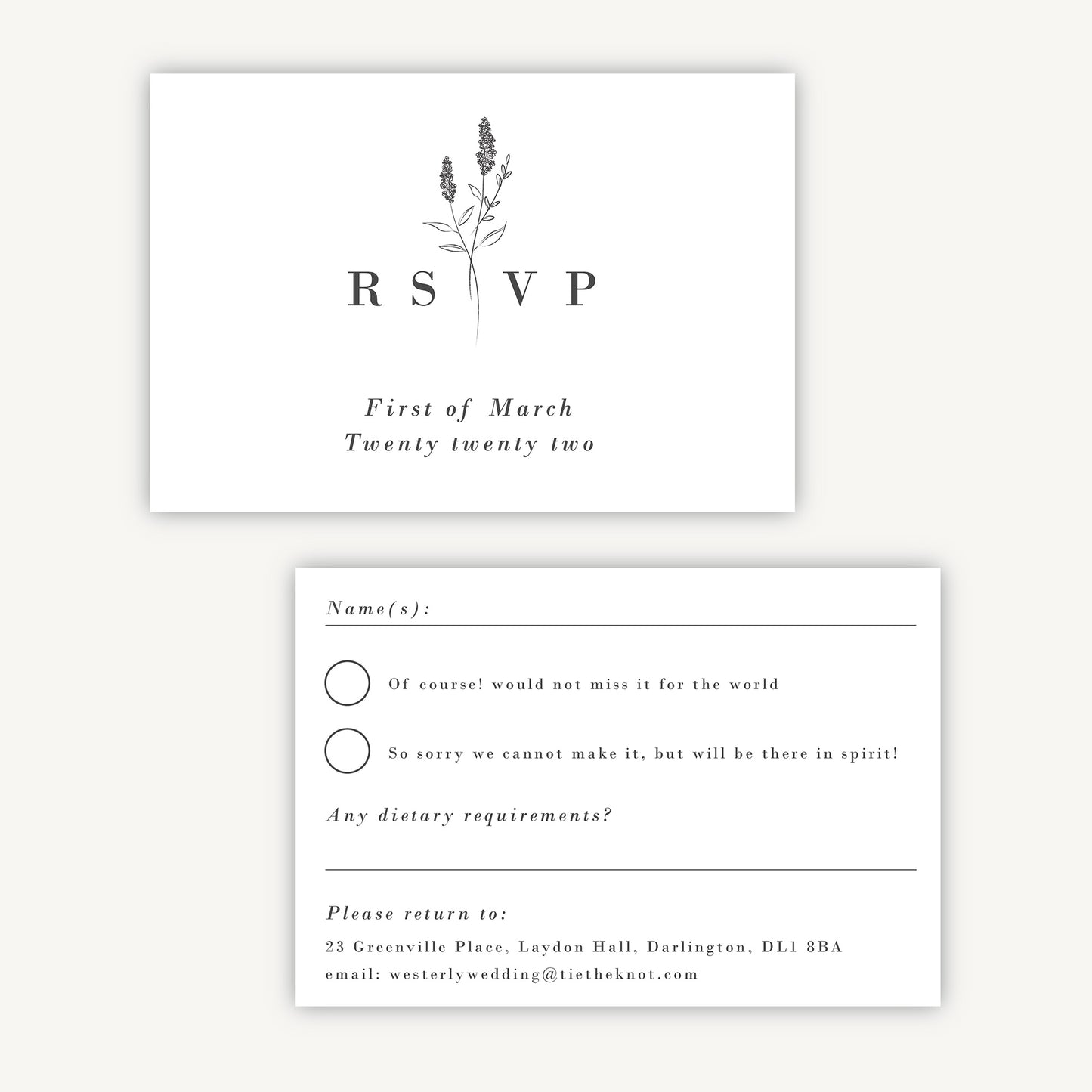 Simple Floral Wedding Invitation RSVP Card