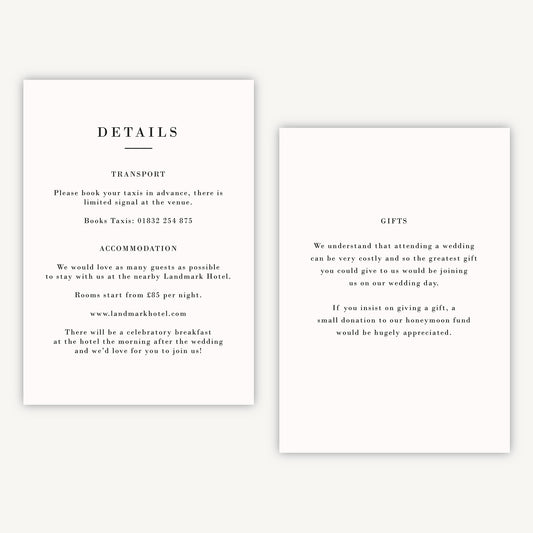 Simple Script Wedding Invitation Details Card
